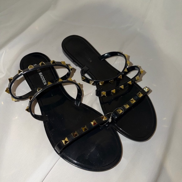 Steve Madden Shoes - Steve Madden Black Studded Jelly Sandals Gold Studs Size 7